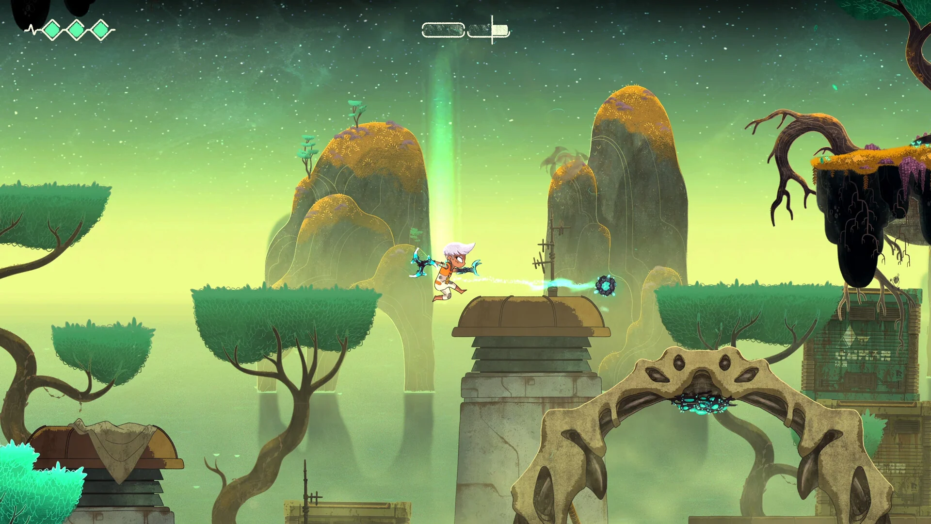 Echo Weaver official screenshot of the Weaver moving through a hand-painted ruin